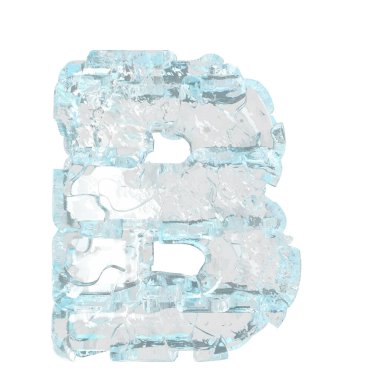 3d symbol made of ice. letter b