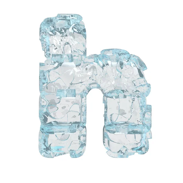 3d symbol made of ice. letter h