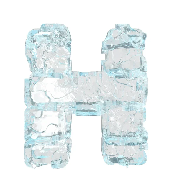 3d symbol made of ice. letter h