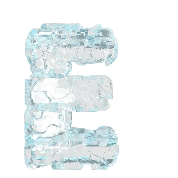 3d symbol made of ice. letter e