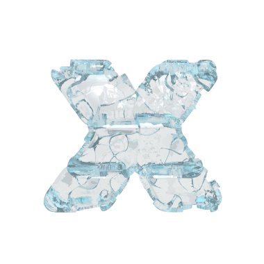 3d symbol made of ice. letter x