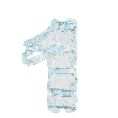 3d symbol made of ice. number 1