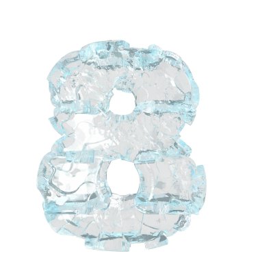 3d symbol made of ice. number 8
