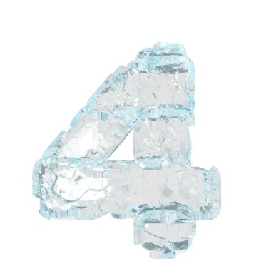 3d symbol made of ice. number 4