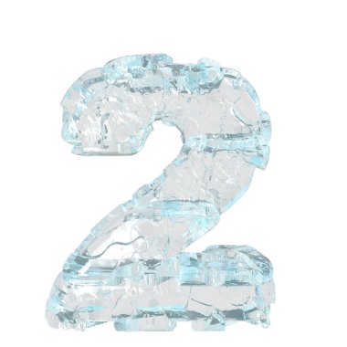 3d symbol made of ice. number 2