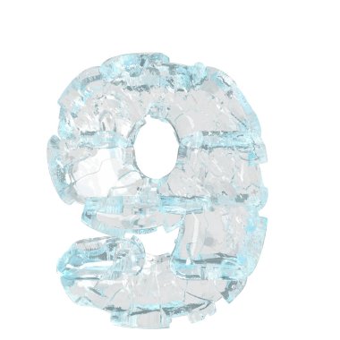 3d symbol made of ice. number 9