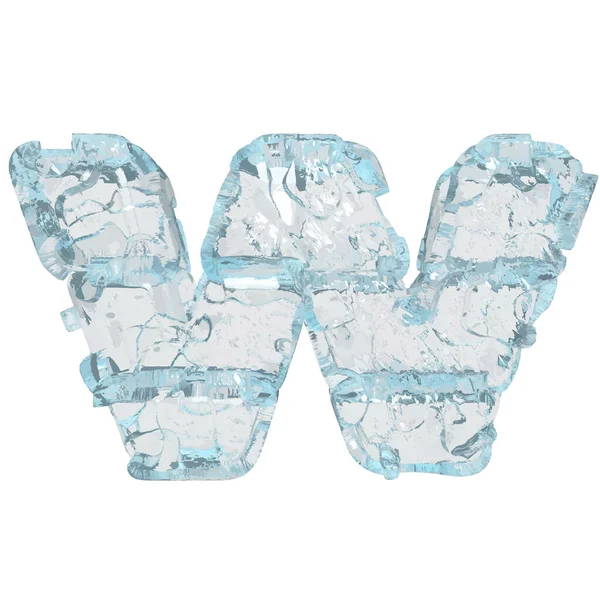 3d symbol made of ice. letter w