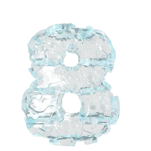 3d symbol made of ice. number 8