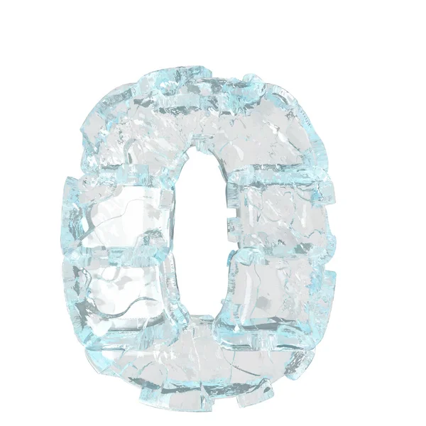 3d symbol made of ice. letter 0