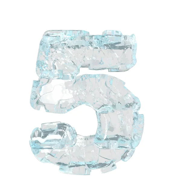 3d symbol made of ice. number 5