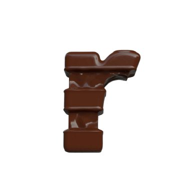 3D symbol made of chocolate. letter r