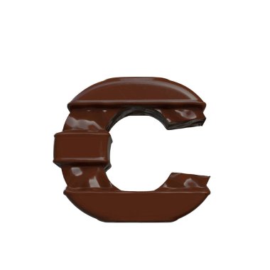 3D symbol made of chocolate. letter c