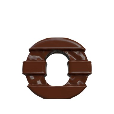 3D symbol made of chocolate. letter o