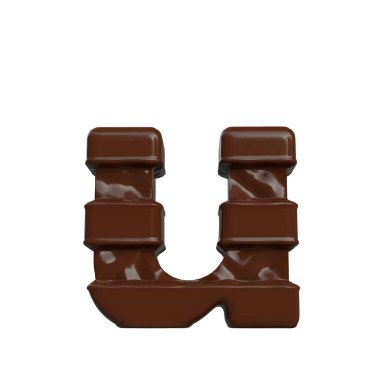 3D symbol made of chocolate. letter u