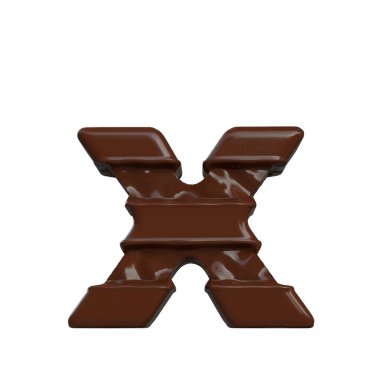 3D symbol made of chocolate. letter x
