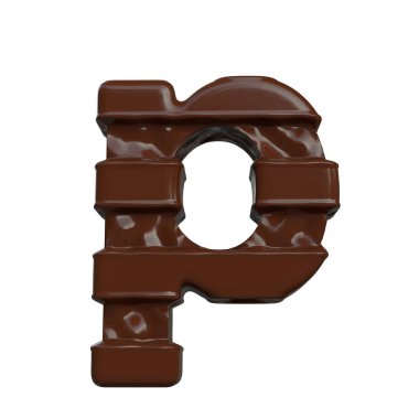 3D symbol made of chocolate. letter p