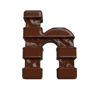3D symbol made of chocolate. letter h