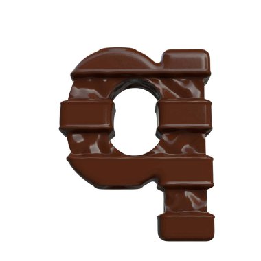 3D symbol made of chocolate. letter q