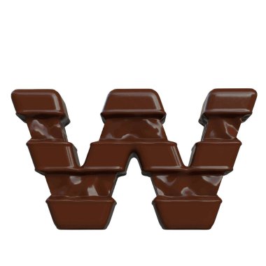 3D symbol made of chocolate. letter w