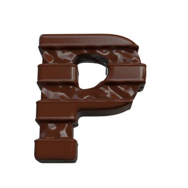 3D symbol made of chocolate. letter p