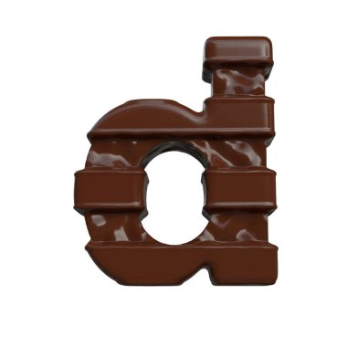 3D symbol made of chocolate. letter d