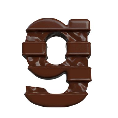3D symbol made of chocolate. letter g
