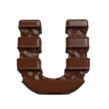 3D symbol made of chocolate. letter u