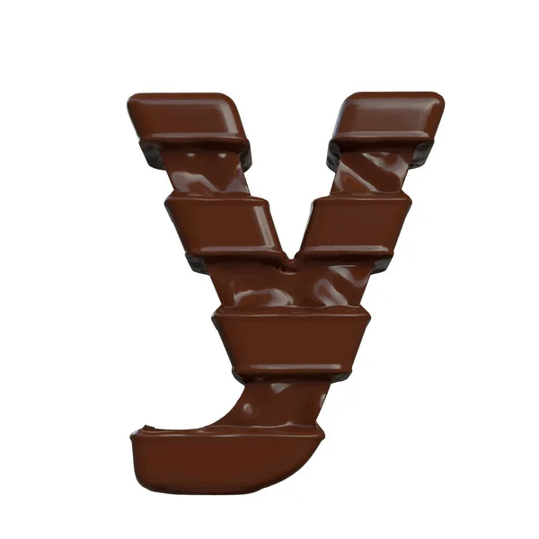 3D symbol made of chocolate. letter y