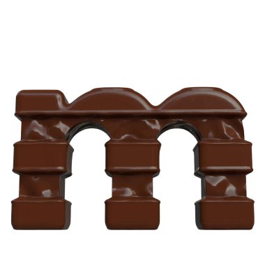 3D symbol made of chocolate. letter m