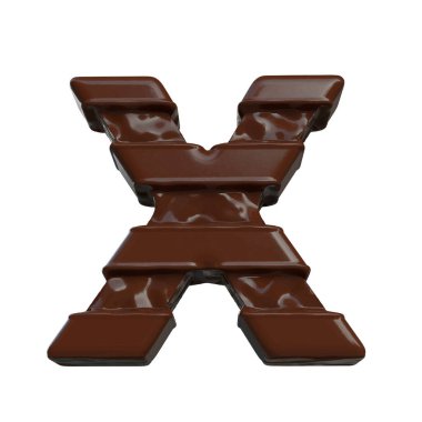 3D symbol made of chocolate. letter x
