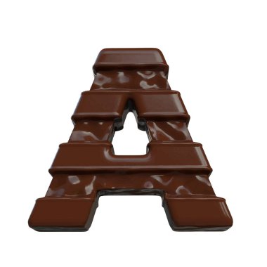 3D symbol made of chocolate. letter a