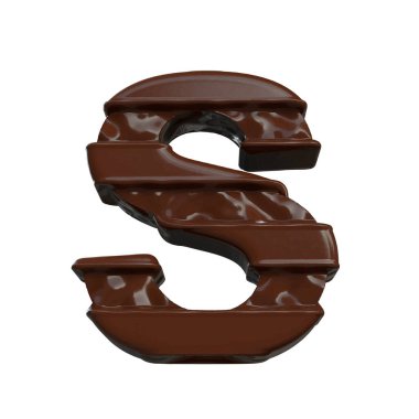 3D symbol made of chocolate. letter s