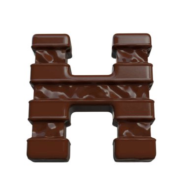 3D symbol made of chocolate. letter h