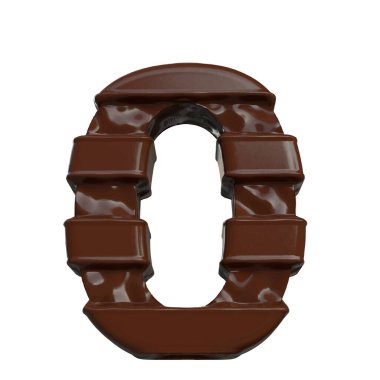 3D symbol made of chocolate. number 0