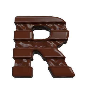 3D symbol made of chocolate. letter r