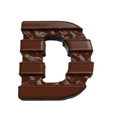 3D symbol made of chocolate. letter d