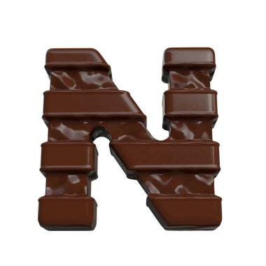 3D symbol made of chocolate. letter n