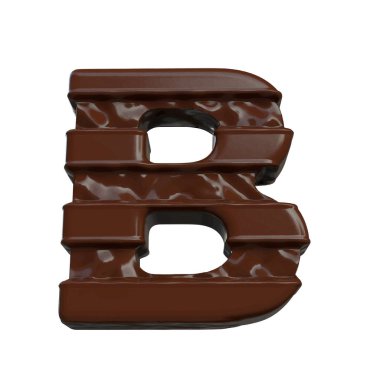 3D symbol made of chocolate. letter b
