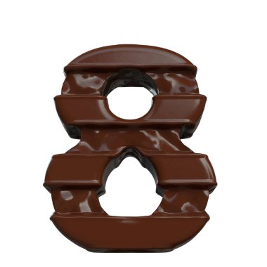 3D symbol made of chocolate. number 8