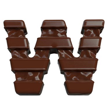 3D symbol made of chocolate. letter w