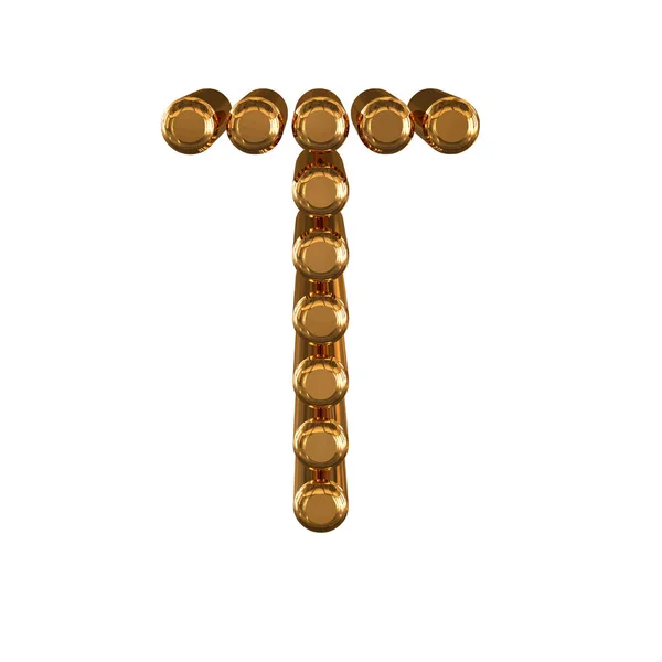Gold Symbol Made Cylinders Letter — Vector de stock