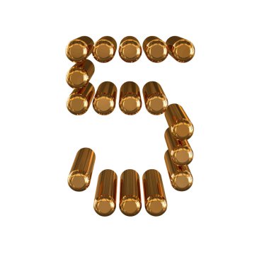 3d gold symbol made of cylinders 