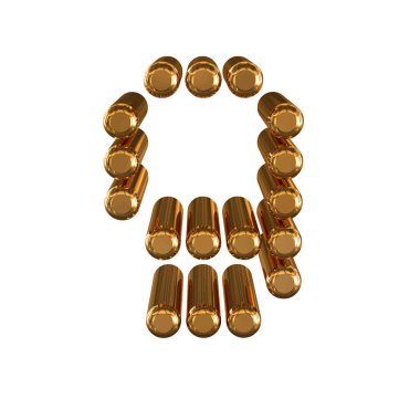 3d gold symbol made of cylinders 