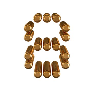 3d gold symbol made of cylinders 