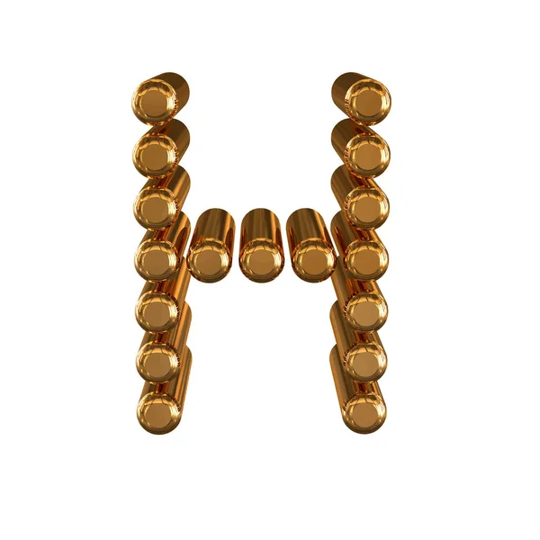 Gold Symbol Made Cylinders Letter — Vetor de Stock