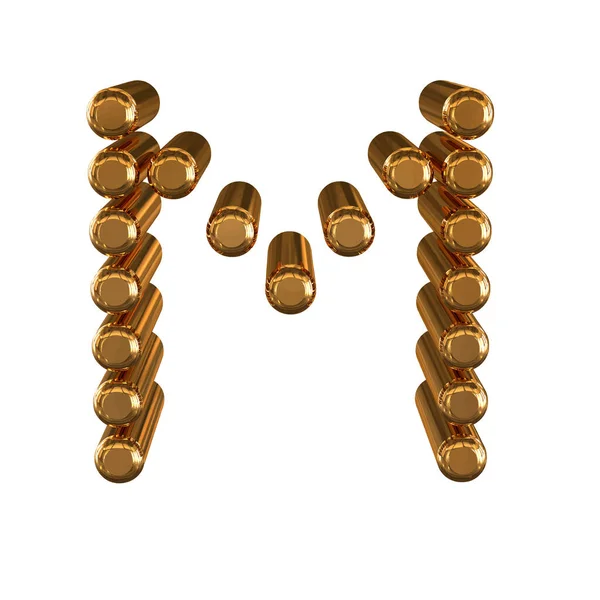 Gold Symbol Made Cylinders Letter — Vector de stock