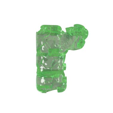 Mojito-colored chipped ice 3d letter r