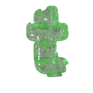 Mojito-colored chipped ice 3d letter t