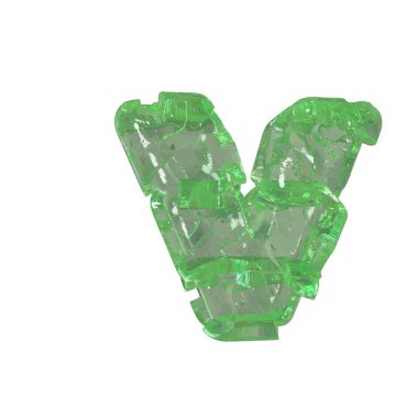 Mojito-colored chipped ice 3d letter v
