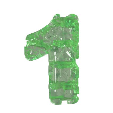 Mojito-colored chipped ice 3d number 1
